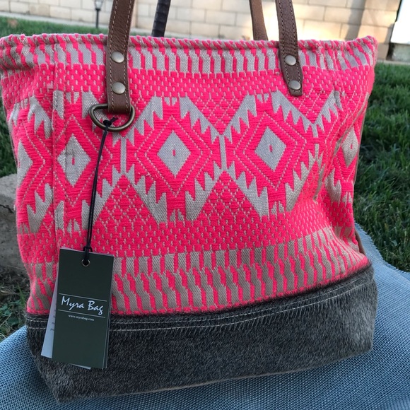 Myra Bag Handbags - 😍 Myra PINK Gray tote purse Tweed leather boho